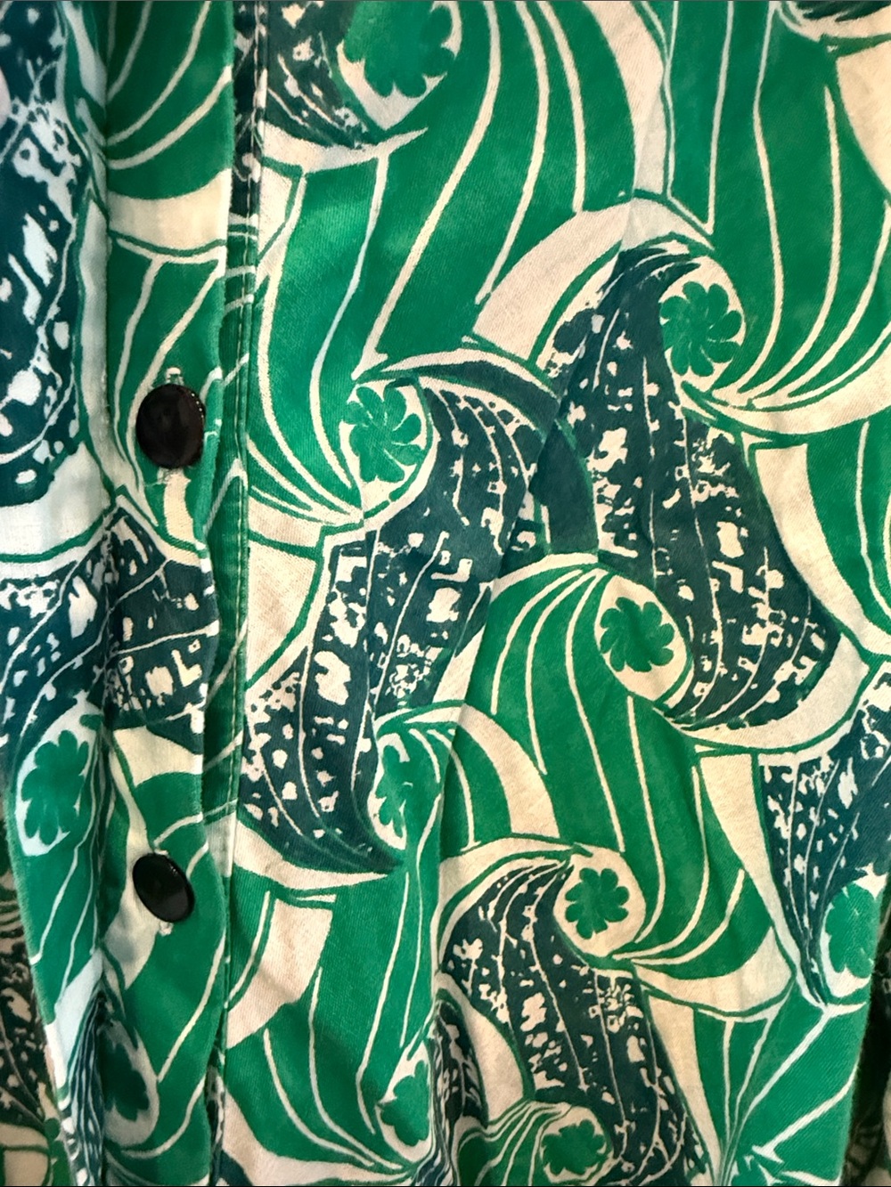Zuri Dress in Green / Blue Colors Button Down Mock Neck 3/4 Sleeve Size 1X - Picture 5 of 7